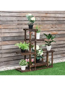 Уличная деревянная подставка для цветов с растениями, 6 деревянных полок, стеллаж для хранения, подставка для цветочных горшков в саду