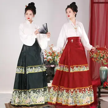 Оригинальная юбка Hanfu, костюм в китайском стиле, ткачество династии Мамяньцунь Мин, юбка с золотой лошадиной мордой, китайское платье