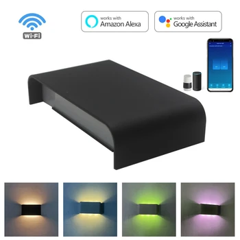 9 Вт RGB вверх-Вниз светодиодный настенный светильник Wifi Bluetooth Smart APP Control С регулируемой яркостью внутреннего освещения Для украшения атмосферы гостиной спальни