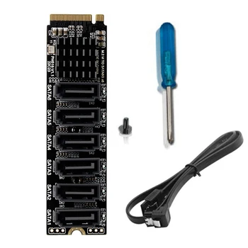 4X M.2 MKEY PCI-E Riser Card M.2 NVME к SATA3.0 PCIE К SATA 6Gpbsx6-Портовая карта расширения ASM1166 Поддерживает функцию PM