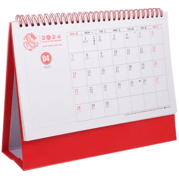 Настольный календарь Year of The Dragon Ежемесячный Маленький подарок для домашнего офиса в китайском стиле на 2024 год