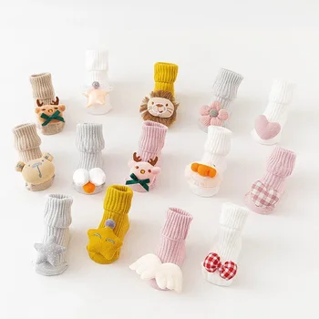 2024 Новые Весенние Детские Тонкие Носки С Милым Рисунком 3D Куклы Из Хлопка И Резины, Противоскользящие Носки для Новорожденных Малышей