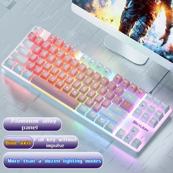 Проводная механическая клавиатура H87 10 видов красочного освещения для игр и офиса для систем Microsoft Windows и Apple IOS