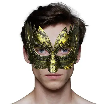 Маска на половину лица для Хэллоуина, дышащая Маскарадная Мужская маска для лица с черным ремешком, ретро-реквизит для косплея, реквизит для фотосъемки