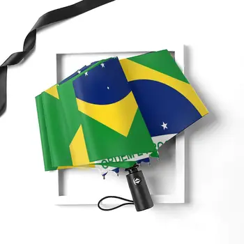Ветрозащитный автоматический складной перевернутый зонт с флагом Бразилии Портативный Paraguas для мужчин и женщин