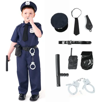 Umorden Blue Child Детский костюм полицейского для мальчиков, Униформа для ролевых игр, Полный комплект