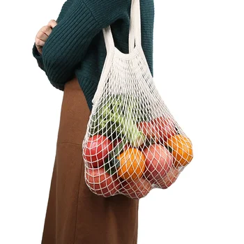 Сумка из хлопчатобумажной ткани Портативная сетчатая сумка для защиты окружающей среды Сетчатая сумка для покупок из супермаркета для фруктов и овощей Многоцветная по желанию