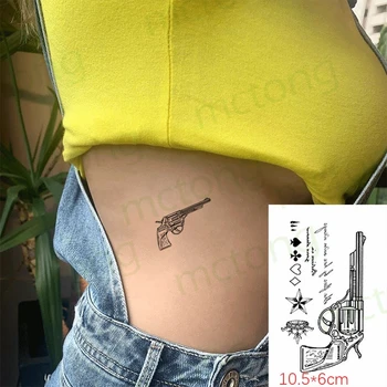 Водонепроницаемая временная татуировка-наклейка пистолет с надписью Love Star, тотем, боди-арт, флэш-татуировка на запястье, ноге, шее, поддельная татуировка для женщин и мужчин