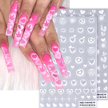3D Наклейки для ногтей Valentine Love Heart Полый Аэрограф Градиент Полупрозрачные Звездные Слайдеры Y2K Charm Советы по украшению маникюра JINO