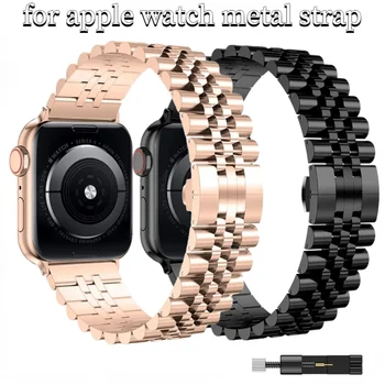 Металлический Ремешок для Apple Watch Band Ultra2 49 мм 9 8 7 45 мм 41 мм Браслет из нержавеющей Стали iWatch 6 5 4 SE 44 мм 40 мм 3 42 мм 38 мм Ремень