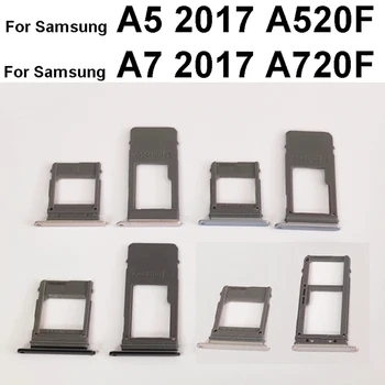 Лоток для SIM-карт Samsung A5 2017 A520F A7 2017 A720F Двойной Держатель Лотка для Одной Карты Слот Для Карт Micro SD Запасные Части