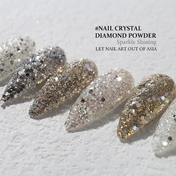 HNDO 6 Цветов нейл-арта, сверкающая алмазная пудра, смешанные блестящие блестки, шестигранные хлопья, пигментная пыль для маникюра, дизайн своими руками