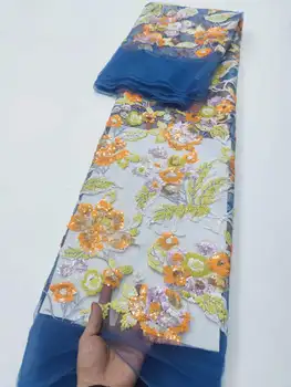 Кружевная ткань Mccarthy с африканской вышивкой, тюль, роскошные блестки, высококачественная Французская сетчатая кружевная ткань 5 ярдов для свадебного платья