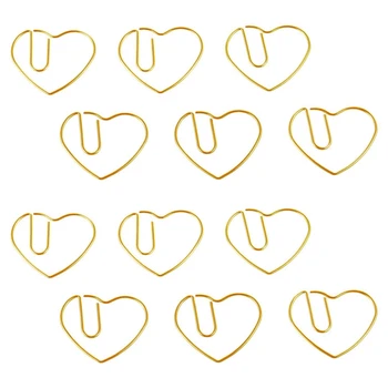 200 штук маленьких скрепок в форме сердечка Love, зажимов для закладок для офиса, школы, дома, металлических скрепок золотистого цвета