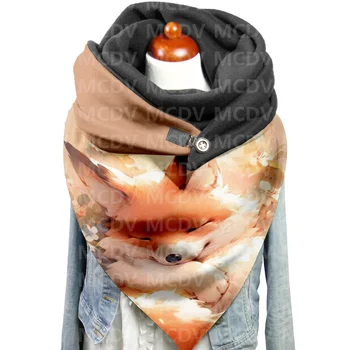 Повседневный шарф и шаль с 3D принтом Лисы для женщин, теплый и удобный шарф