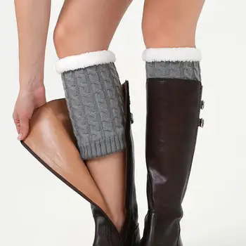 Вязаные утолщенные наколенники, теплый чехол для ног, шерстяные чулочно-носочные изделия из плюшевого теста Warm Fried Twists Boot Word, 8 чехлов B5W7