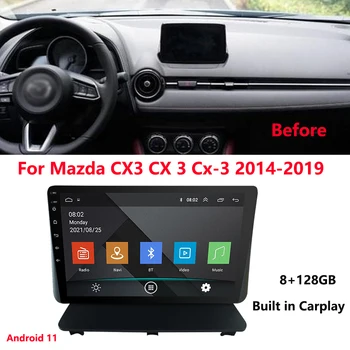 8 + 128 ГБ Rom Навигация Автомобильный Радио Мультимедийный Плеер Для Mazda CX3 CX 3 Cx-3 2014-2017 Магнитола GPS Головное Устройство Авторадио