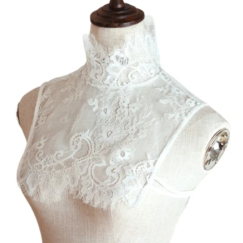 6XDA Женская рубашка с искусственным воротником, Водолазка, Укороченный топ без рукавов с цветочным кружевом и ресницами