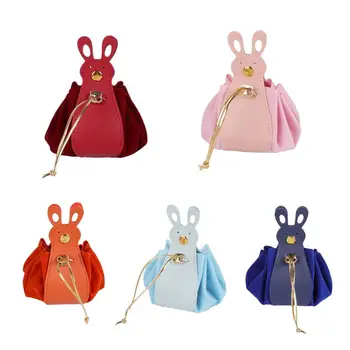Бархатная сумка на шнурке из искусственной кожи, сумка для хранения, праздничная сумка для сахара в Корейском стиле, Новогодняя сумка-ведро, мультяшная сумка с кроличьими ушками.