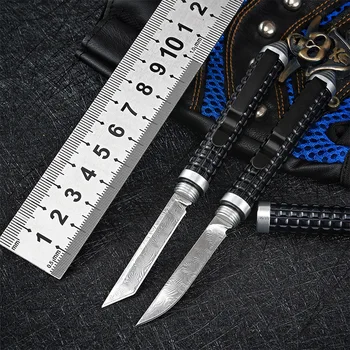 Перочинный нож из Дамасской стали, Многофункциональный Прямой нож для выживания в дикой природе, EDC Инструмент для самообороны на открытом воздухе, Универсальный Тактический нож