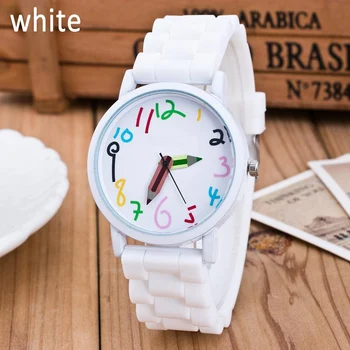 Модные цветные цифровые часы с карандашной указкой Для женщин, девочек, мальчиков, детских часов, силиконовой ленты, кварцевых наручных часов Reloj Mujer