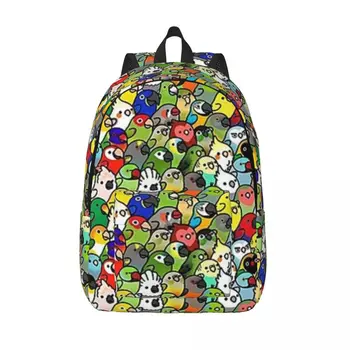 Холщовые рюкзаки Parrot Meme с принтом милых птичек, уникальная сумка, рюкзак для начальной школы, легкие сумки