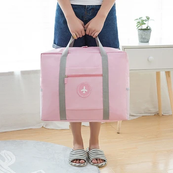 Дорожная однотонная маленькая свежая сумка-удочка с круглой этикеткой, складная дорожная сумка для хранения, переносная сумка для сортировки одежды