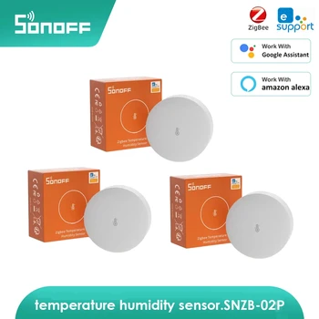 Интеллектуальный датчик температуры и влажности Sonoff Zigbee SNZB-02P Совместим с приложением Ewelink Zbbridge Alexa Google Home Smartthings