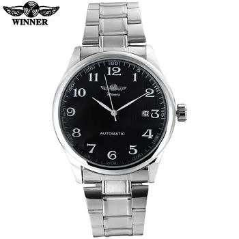 Известный бренд WINNER Мужские деловые автоматические часы с автоподзаводом Автоматическая дата Мужские модные механические наручные часы с ремешком из нержавеющей стали