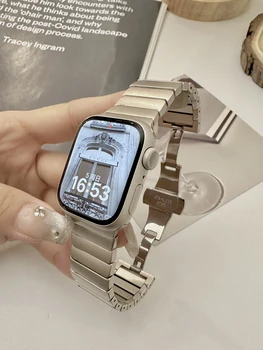 Ремешок из нержавеющей стали для Apple Watch band 49мм 44мм 40мм 45мм 41мм 49 Металлический браслет correa ремень iWatch series se 6 5 7 8 Ultra