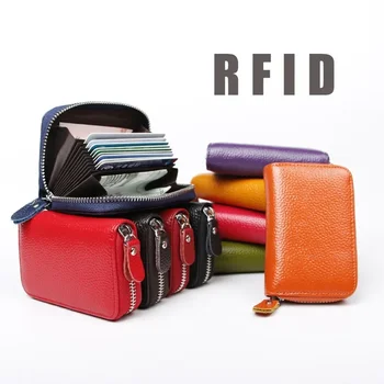 Модная классическая RFID-противоугонная щетка из воловьей кожи, органайзер для карт, многофункциональная портативная сумка из натуральной воловьей кожи
