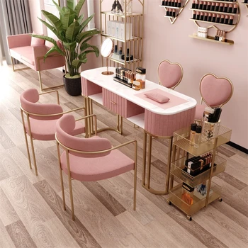 Современный минималистичный маникюрный стол и набор стульев, Легкие Роскошные столы для салона красоты, мебель для салона, стол для макияжа ногтей