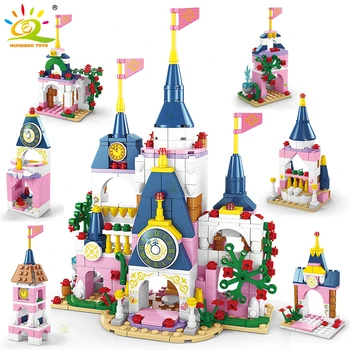 HUIQIBAO 447PCS 6В1 серия Friend Строительные блоки Princess Dream Castle, Королевский Розовый дом, городские кирпичи, детские игрушки для девочек