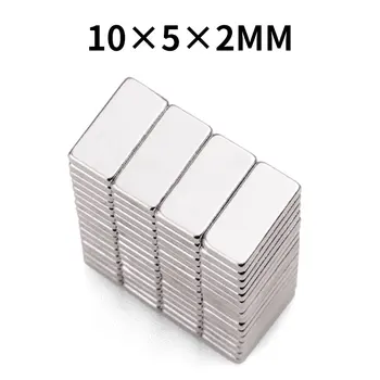 Сильный магнит тонкий прямоугольный 10* 5 * 2 мм магнит 10X5X2 ММ неодим железо бор сильный магнитный стальной квадрат