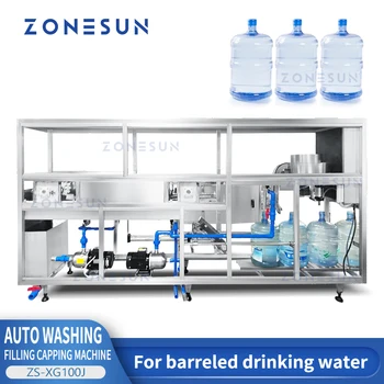 Машина для розлива Бочковой воды ZONESUN для Ополаскивания бутылок Питьевой Водой объемом 5 Галлонов, Укупорочное Уплотнение ZS-XG100J