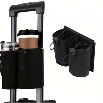 Держатель для дорожных стаканов для багажа, прочная сумка для путешествий со свободной рукой, сумка для напитков, держатель для дорожных стаканов, сумка для хранения Подходит для всех ручек чемодана