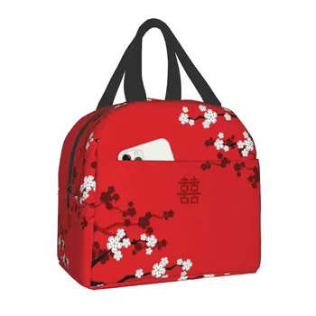 Oriental Cherry Blossoms Изолированные Ланч-Пакеты для Женщин, Детская Школа, Многоразовый Термальный Кулер Для Еды, Японская Сакура, Ланч-Бокс