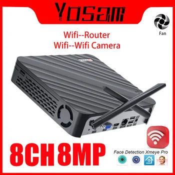 Беспроводное подключение Маршрутизатор Wifi NVR 8CH 3MP 4CH 5MP Беспроводной видеомагнитофон iCSee для системы видеонаблюдения Face Human