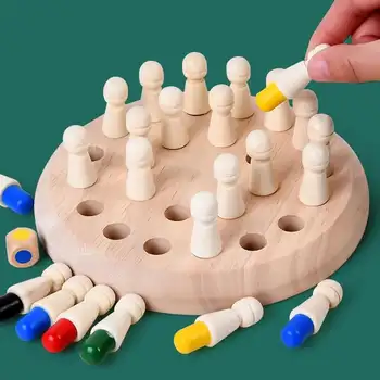 Шахматы с памятью цвета, настольные пазлы, обучающая игрушка Монтессори, обучающие игрушки для детей