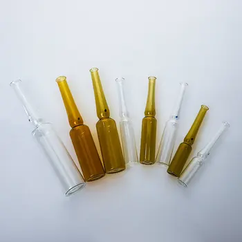 Лабораторная 1/2/5/10/20 мл прозрачная / коричневая стеклянная гибкая ампульная бутылка с изогнутым горлышком, ампульная бутылка для жидкого лекарства