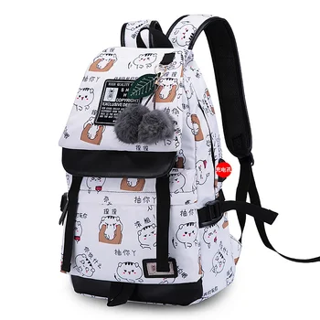 Школьные сумки для девочек женский рюкзак для ноутбука usb backbag детская школьная сумка с милым котом pack