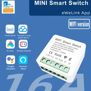 1/2/3/4 Way Mini eWeLink Wifi Smart Switch Поддержка Таймера Управления Беспроводной Переключатель Совместим Работает С Alexa Google Home Alice