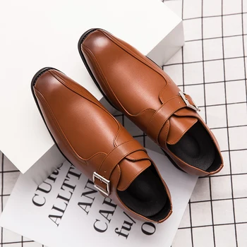 Винтажная классическая мужская обувь из натуральной кожи Деловая обувь на низком каблуке Банкетная модельная обувь Универсальная повседневная обувь Офисная