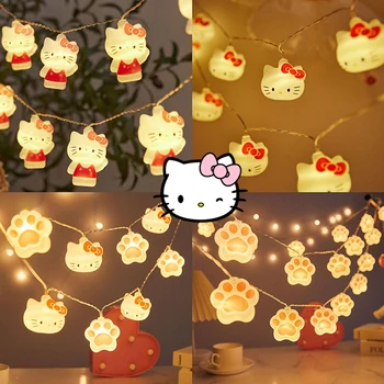 Sanrio Hello Kitty light украшение комнаты для девочек Атмосфера на батарейках теплый белый струнный светильник подарок для новогодней вечеринки