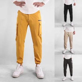 Мужские американские брюки-карго, мужские корсетные брюки с несколькими карманами, повседневные Длинные брюки с повседневными брюками, тренировочные широкие брюки Оверсайз
