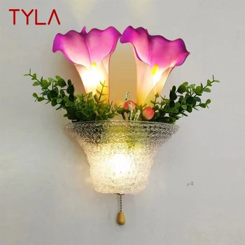 Современные цветочные настенные светильники TYLA Романтический пасторальный декоративный светильник для гостиной, коридора, спальни