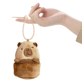 Кошелек для монет Capybara на молнии, украшение сумки, стильный плюшевый мини-кошелек для девочек, мальчиков, детей, женщин, мужчин, взрослых, подарок на День рождения