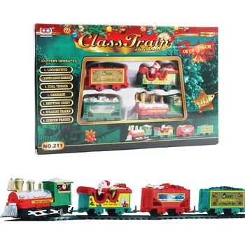 Рождественский реалистичный электропоезд, имитирующий мини-детский поезд, Игрушки, Пластиковые украшения для Рождественской вечеринки, детские подарки