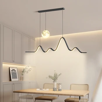 Черно-белые современные светодиодные подвесные светильники для украшения кухни в столовой, подвесные светодиодные светильники AC110-220V