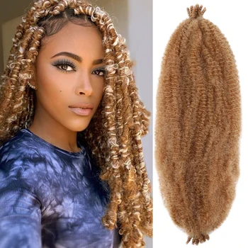 24-дюймовые пружинистые волосы Marley Afro Kinky Twist, предварительно распушенные волосы Spring Twist, синтетические вьющиеся наращивание волос для плетения косичек